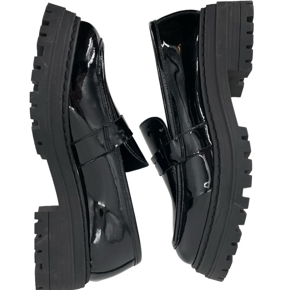 BRUNO MAGLI Black Patent Leather Chunky Sole Heeled Loafers Womens Size 41 / 9.5 - Picture 5 of 9